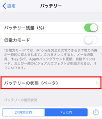 iPhoneのバッテリーの状態